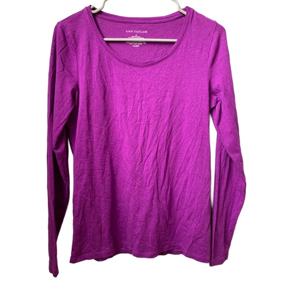 Ann Taylor Tops - ANN TAYLOR Women’s Purple Rounded Neck Long Sleeve Tee Shirt Blouse